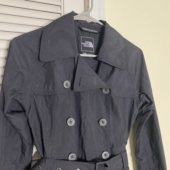 THE NORTH FACE CITY RAIN TRENCH Coat JACKET Belted WOMENs XS Black Nylon No Hood - Picture 9 of 15